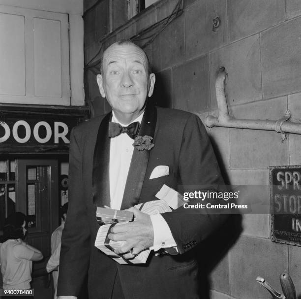 English actor and playwright Noël Coward after the first night of his new musical 'Sail Away' at the Savoy Theatre in London, 22nd June 1962. The...