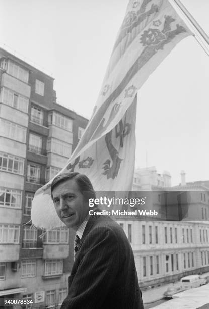 Ted Croker poses at the Football Association headquarters in Lancaster Gate, London, after his appointment as Secretary of the Association, 21st June...