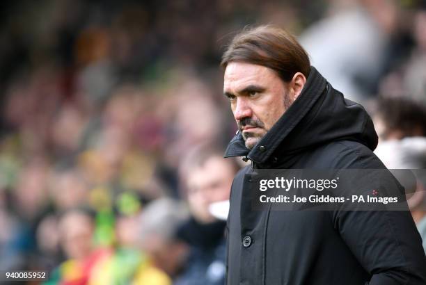 Norwich City manager Daniel Farke during the Sky Bet Championship match at Carrow Road, Norwich.