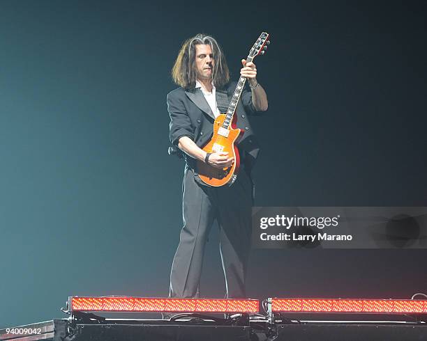 Guitarist Alex Skoinick of Trans-Siberian Orchestra performs at the Bank Atlantic center on December 4, 2009 in Sunrise, Florida.