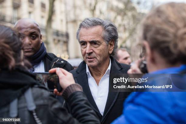 The writer and philosopher Bernard Henry Levy at the Silent March In Memory Of Mireille Knoll who survived the Holocaust but was recently murdered in...