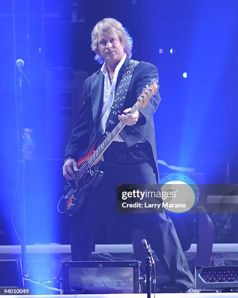 Bassist John Lee Middleton of Trans-Siberian Orchestra performs at the Bank Atlantic center on December 4, 2009 in Sunrise, Florida.