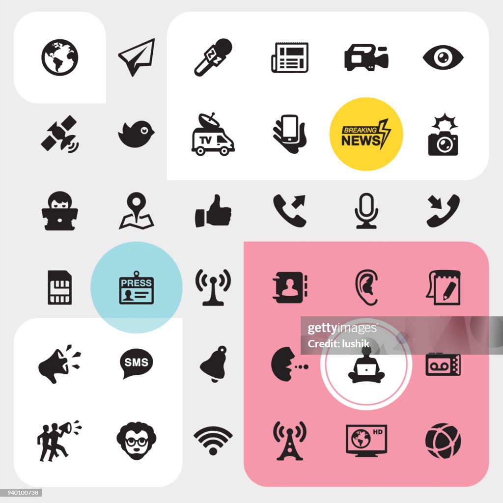 Journalism icons set