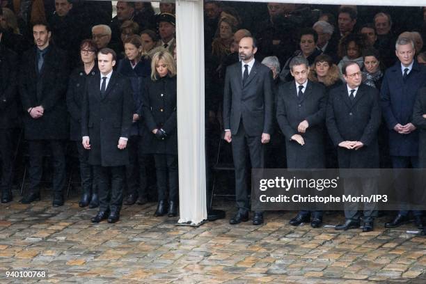 President of the Republic Emmanuel Macron, his wife Brigitte, the Prime minister Edouard Philippe, former presidents of the republic Francois...