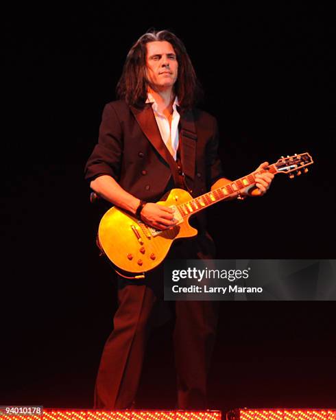 Guitarist Alex Skoinick of Trans-Siberian Orchestra performs at the Bank Atlantic center on December 4, 2009 in Sunrise, Florida.