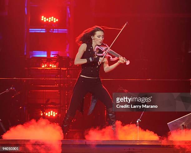 String Master Anna Phoebe of Trans-Siberian Orchestra performs at the Bank Atlantic center on December 4, 2009 in Sunrise, Florida.