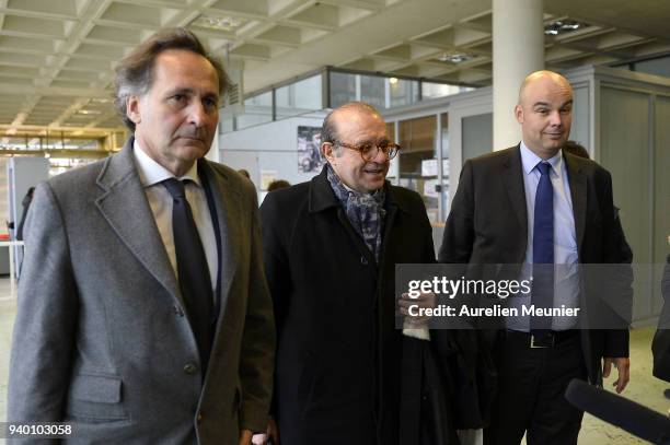 Lawyers Pierre Olivier Sur, Herve Temime and Emmanuel Ravanas representing Laura Smet arrive to the courthouse for the Johnny Hallyday hearing today...