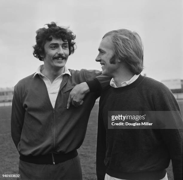 From left to right, the two new England captains Martin Cooper and Peter Squires during the England rugby team's training session in Twickenham for...