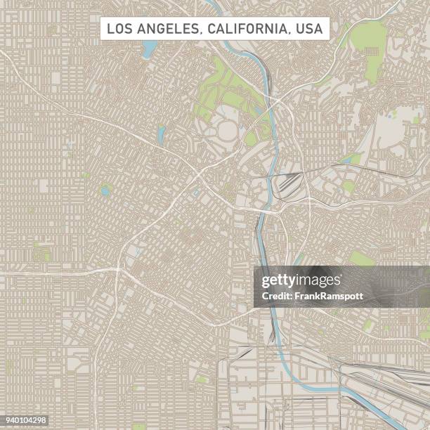 los angeles california us city street map - downtown district stock illustrations