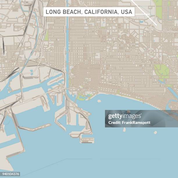 長灘加利福尼阿美國城市街道地圖 - long beach california 幅插畫檔、美工圖案、卡通及圖標