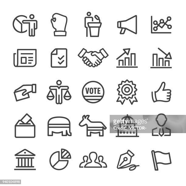 politics icons - smart line series - voting booth stock illustrations
