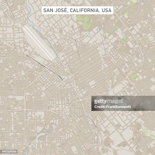 san jose california us city street map - san jose california stock illustrations