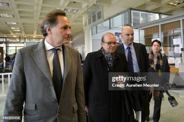 Lawyers Pierre Olivier Sur, Herve Temime and Emmanuel Ravanas representing Laura Smet arrive to the courthouse for the Johnny Hallyday hearing today...
