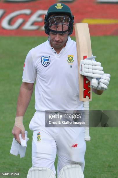 De Villiers of the Proteas out for 69 runs during day 1 of the 4th Sunfoil Test match between South Africa and Australia at Bidvest Wanderers Stadium...