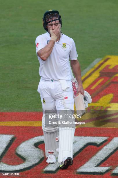 De Villiers of the Proteas out for 69 runs during day 1 of the 4th Sunfoil Test match between South Africa and Australia at Bidvest Wanderers Stadium...