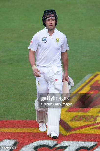 De Villiers of the Proteas out for 69 runs during day 1 of the 4th Sunfoil Test match between South Africa and Australia at Bidvest Wanderers Stadium...