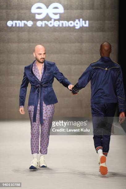 Soner Sarikabadayi walks the runway at the Emre Erdemoglu show during Mercedes Benz Fashion Week Istanbul at Zorlu Performance Hall on March 30, 2018...