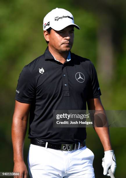 Fabian Gomez of Argentina prepares to play his tee shot on the eighth hole during the second round of the Houston Open at the Golf Club of Houston on...