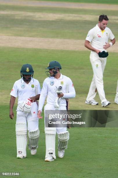 Temba Bavuma and Quinton de Kock of the Proteas during day 1 of the 4th Sunfoil Test match between South Africa and Australia at Bidvest Wanderers...