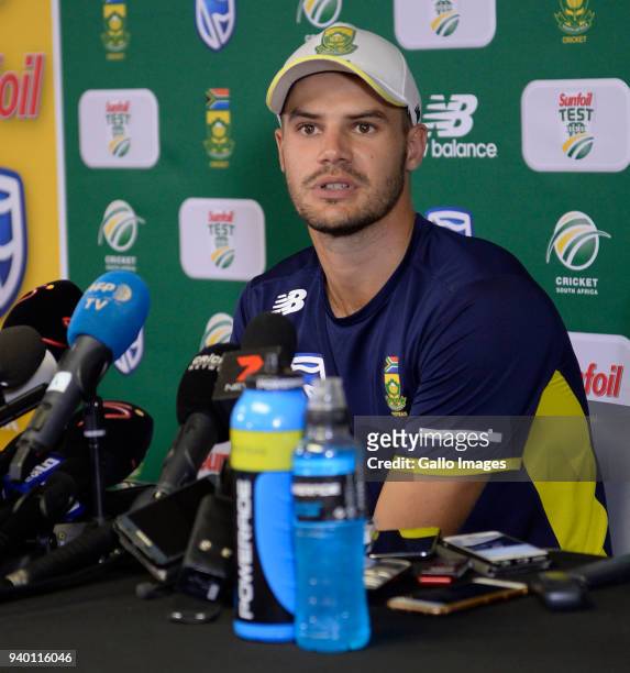 Aiden Markram of the Proteas during day 1 of the 4th Sunfoil Test match between South Africa and Australia at Bidvest Wanderers Stadium on March 30,...