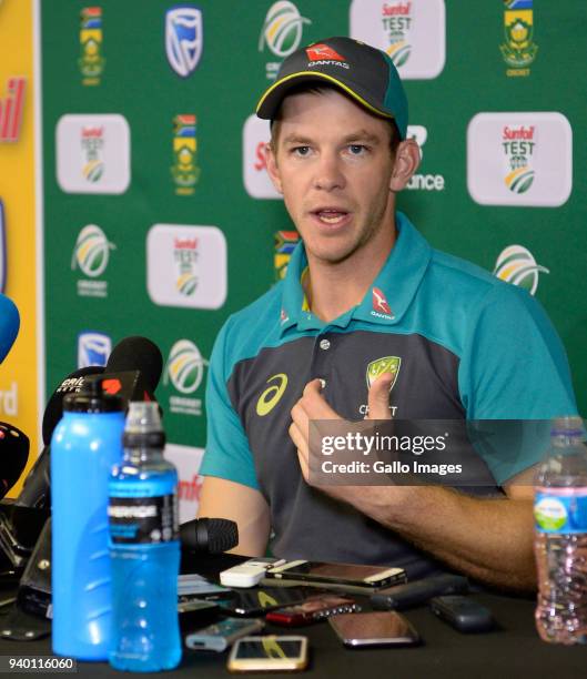 Tim Paine of Australia during day 1 of the 4th Sunfoil Test match between South Africa and Australia at Bidvest Wanderers Stadium on March 30, 2018...