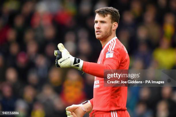 Fulham goalkeeper Marcus Bettinelli during the Sky Bet Championship match at Carrow Road, Norwich.