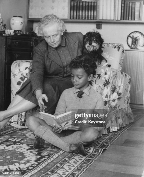 Lady Isobel Cripps , widow of statesman Sir Stafford Cripps, with her grandson Kwame Anthony Appiah in her home in Gloucestershire, 6th May 1962....