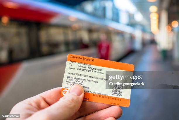 ticket for british train journey - train ticket stock pictures, royalty-free photos & images