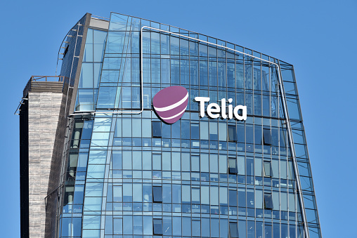 Telia logo on a building