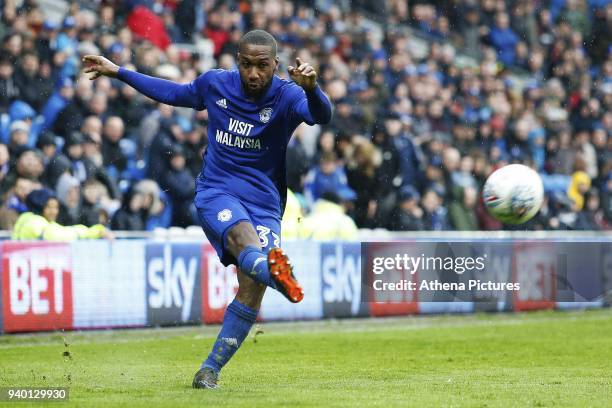 Junior Hoilett of Cardiff Cityd during the Sky Bet Championship match between Cardiff City and Burton Albion at the Cardiff City Stadium on March 30,...