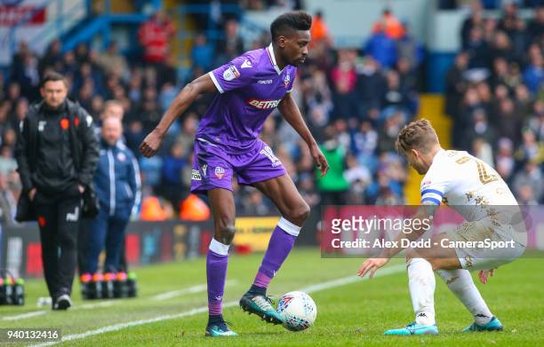 Bolton Wanderers' Sammy Ameobi takes on Leeds United's Gaetano Berardi during the Sky Bet Championship match between Leeds United and Bolton...