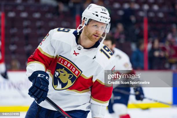 Florida Panthers Defenceman Mike Matheson skates during warm-up before National Hockey League action between the Florida Panthers and Ottawa Senators...