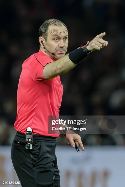 Referee Jonas Eriksson gestures during the international friendly match between Germany and Brazil at Olympiastadion on March 27, 2018 in Berlin,...