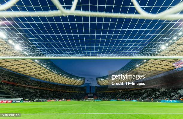 General view of the Olympiastadion prior to the international friendly match between Germany and Brazil at Olympiastadion on March 27, 2018 in...
