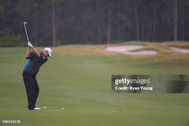 Jim Knous plays a shot on the third hole during the second round of the Web.com Tour's Savannah Golf Championship at the Landings Club Deer Creek...