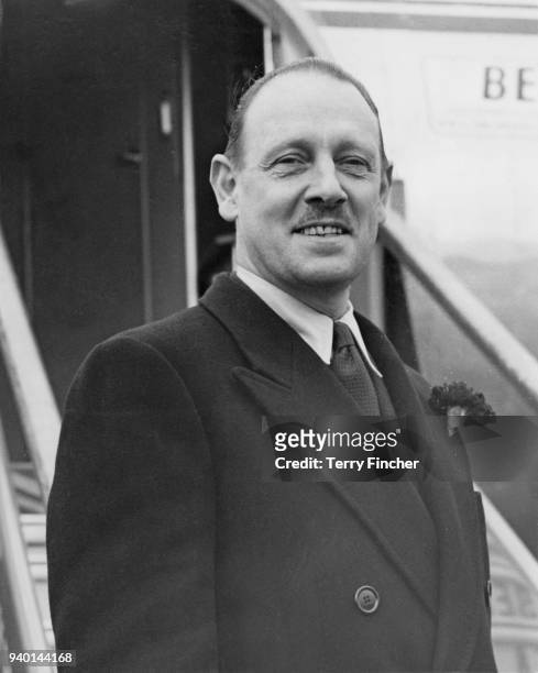 Sir Ashley Clarke , the new British Ambassador to Italy, leaves London Airport to take up his post in Rome, 12th November 1953.