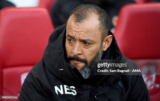 Nuno Espirito Santo manager / head coach of Wolverhampton Wanderers during the Sky Bet Championship match between Middlesbrough and Wolverhampton...