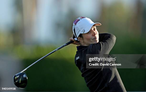 Beatriz Recari of Spain plays her tee shot on the par 5, 11th hole during the second round of the 2018 ANA Inspiration on the Dinah Shore Tournament...