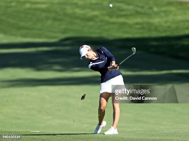 Beatriz Recari of Spain plays her third shot on the par 5, second hole during the second round of the 2018 ANA Inspiration on the Dinah Shore...