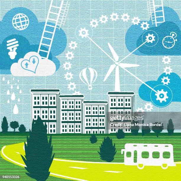 green city - raining park stock illustrations