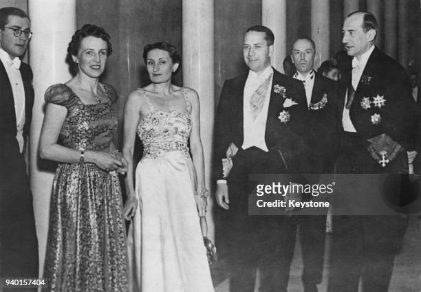 Edda, Countess Ciano , daughter of Italian dictator Benito Mussolini, and her husband, Italian Foreign Minister Galeazzo Ciano, with Polish Foreign...