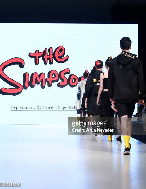 Models walk the runway wearing The Simpsons at 2018 Vancouver Fashion Week - Day 6 on March 24, 2018 in Vancouver, Canada.