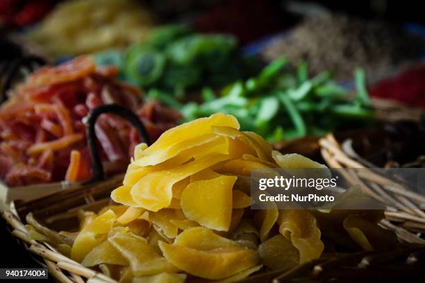 Stand with tradicional food during the III Medieval Festival at Parque da Vila in Quinta do Conde, outskirts of Lisbon, on March 30, 2018. Quinta do...