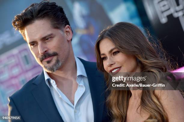 Actors Joe Manganiello and Sofia Vergara arrive at the Premiere of Warner Bros. Pictures' 'Ready Player One' at Dolby Theatre on March 26, 2018 in...