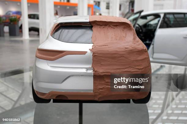 clay car model on the exposition - modelo vivo imagens e fotografias de stock