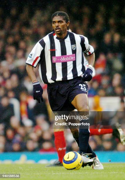 Nwankwo Kanu of West Bromwich Albion in action during the FA Barclaycard Premiership match between Arsenal and West Bromwich Albion at Highbury in...