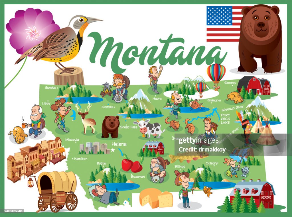 Cartoon Map of MONTANA