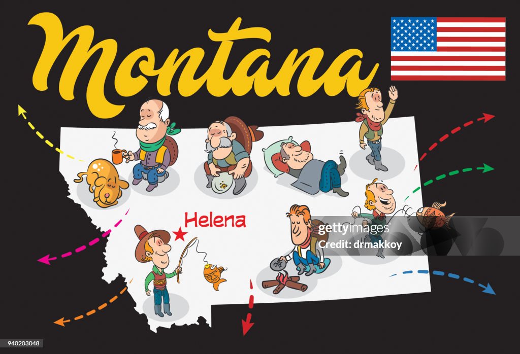 Cartoon Map of MONTANA