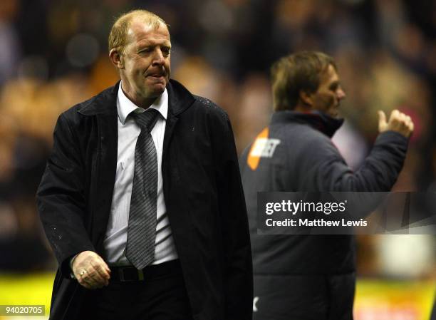 Gary Megson, manager of Bolton Wanderers looks on during the Barclays Premier League match between Wolverhampton Wanderers and Bolton Wanderers at...