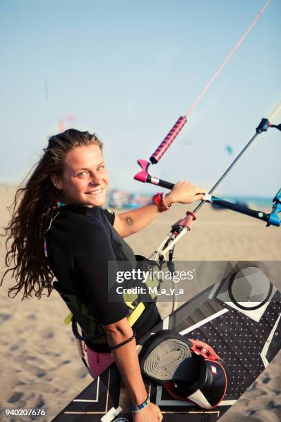 everyday is a better on the beach - kite surfing stock pictures, royalty-free photos & images